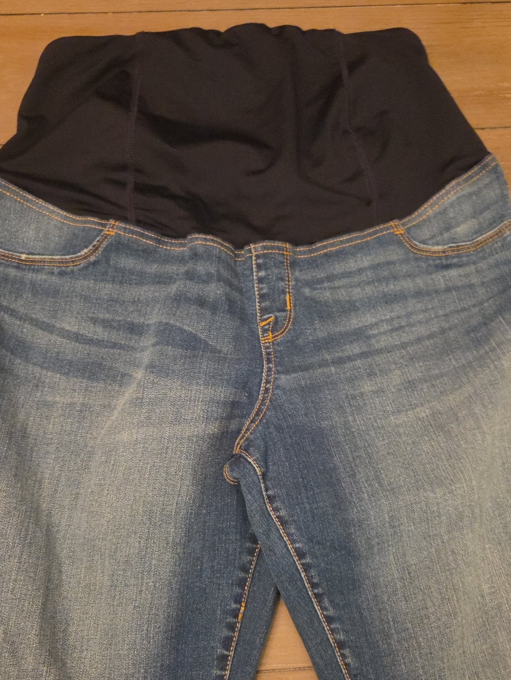 Isabel Maternity by Ingrid & Isabel Blue Denim Jeans with Black Panel